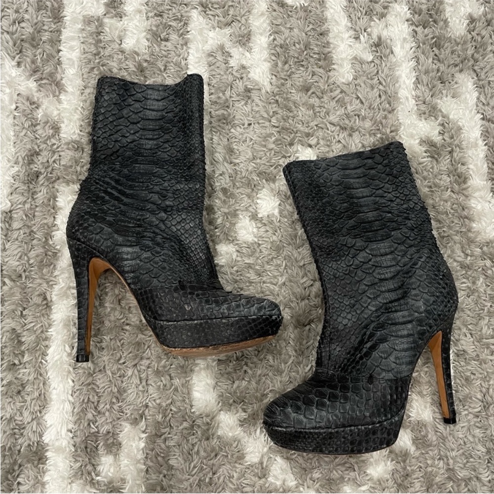Alexandre Birman Python Embossed Stiletto Booties… - image 1